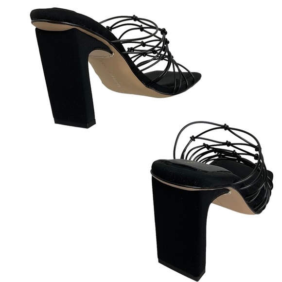 Good American Heels Black Sandals Caged Neoprene NIB Size 8.5 - Picture 7 of 12